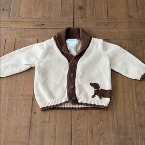 Janie and Jack Dachshund cowl neck cardigan sweater 3-6 months 2010 release